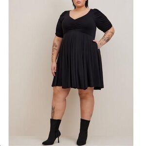 TORRID MINI STUDIO KNIT CINCH FRONT SKATER DRESS